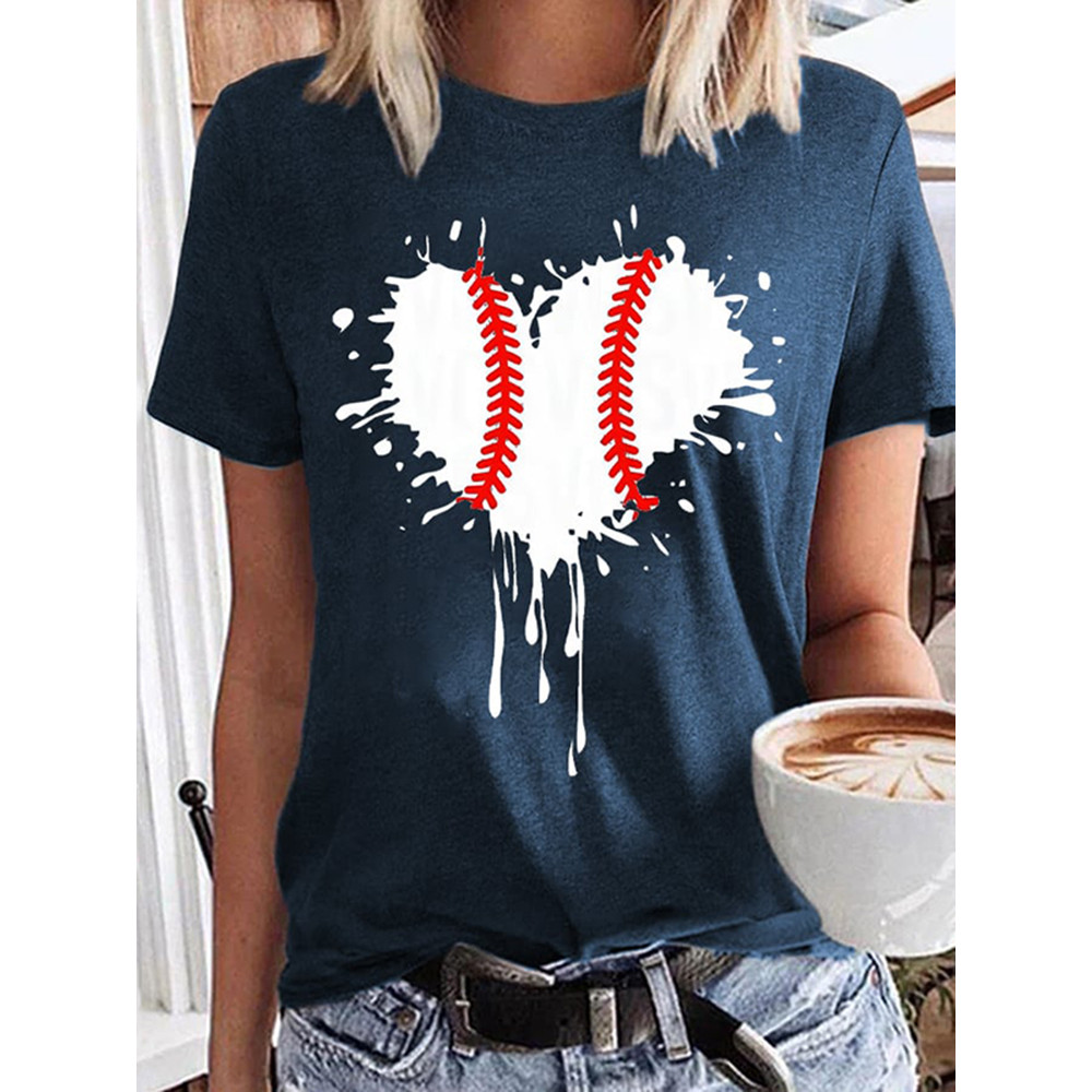 Women'S Baseball Love Print Crew Neck T-Shirt
