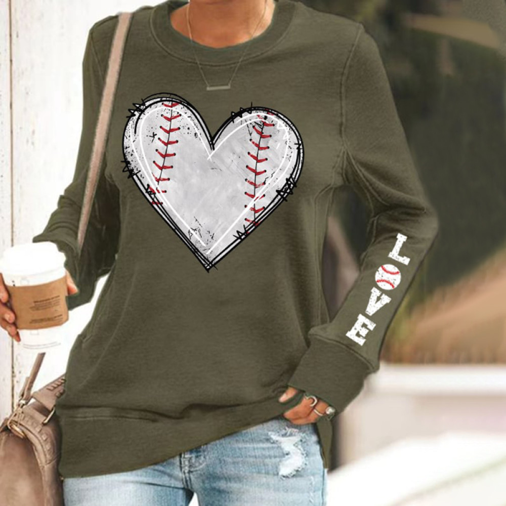 Women's Baseball Love Print Sweatshirt