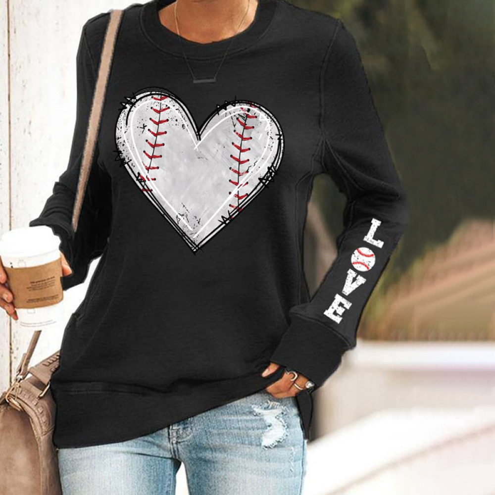 Women's Baseball Love Print Sweatshirt