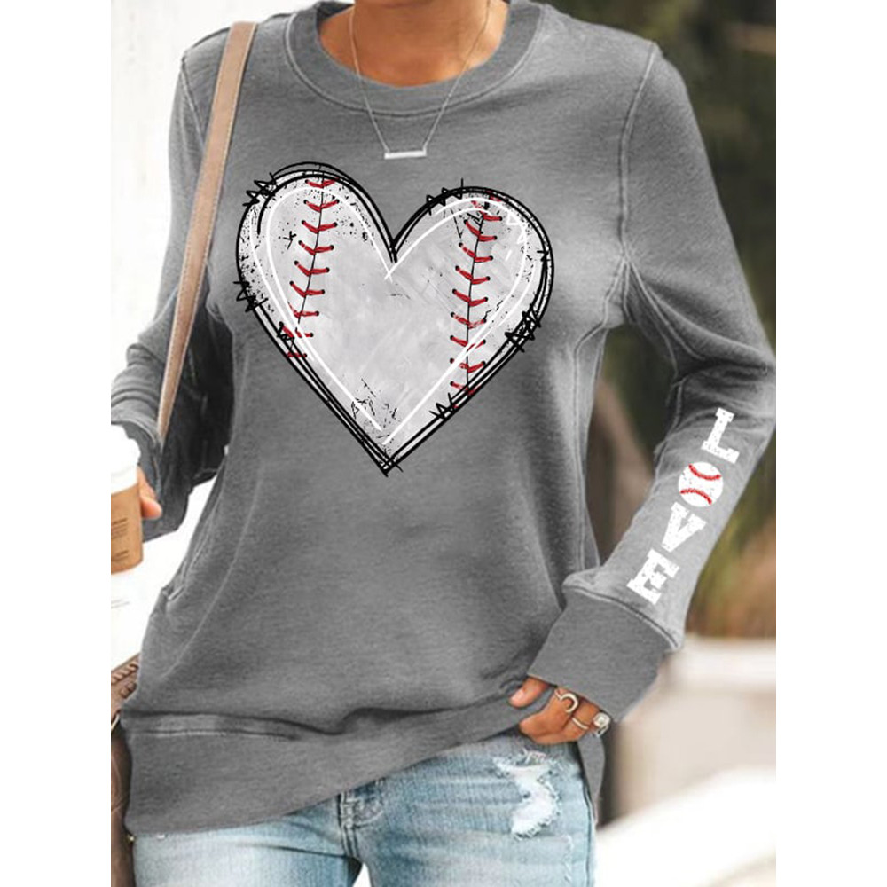 Women's Baseball Love Print Sweatshirt