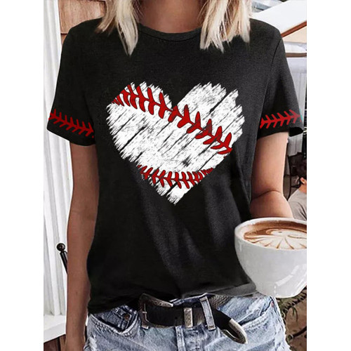 Women's Baseball Love Print T-Shirt