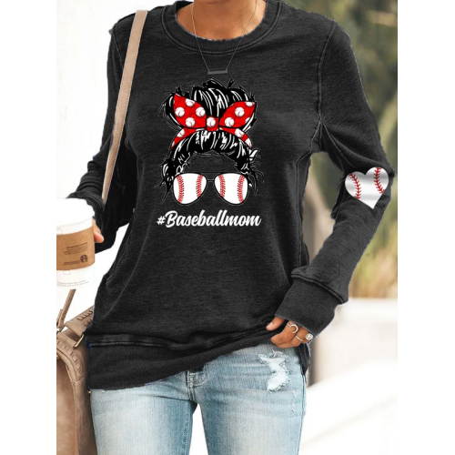 Women's Baseball Mom Print Casual Sweatshirt