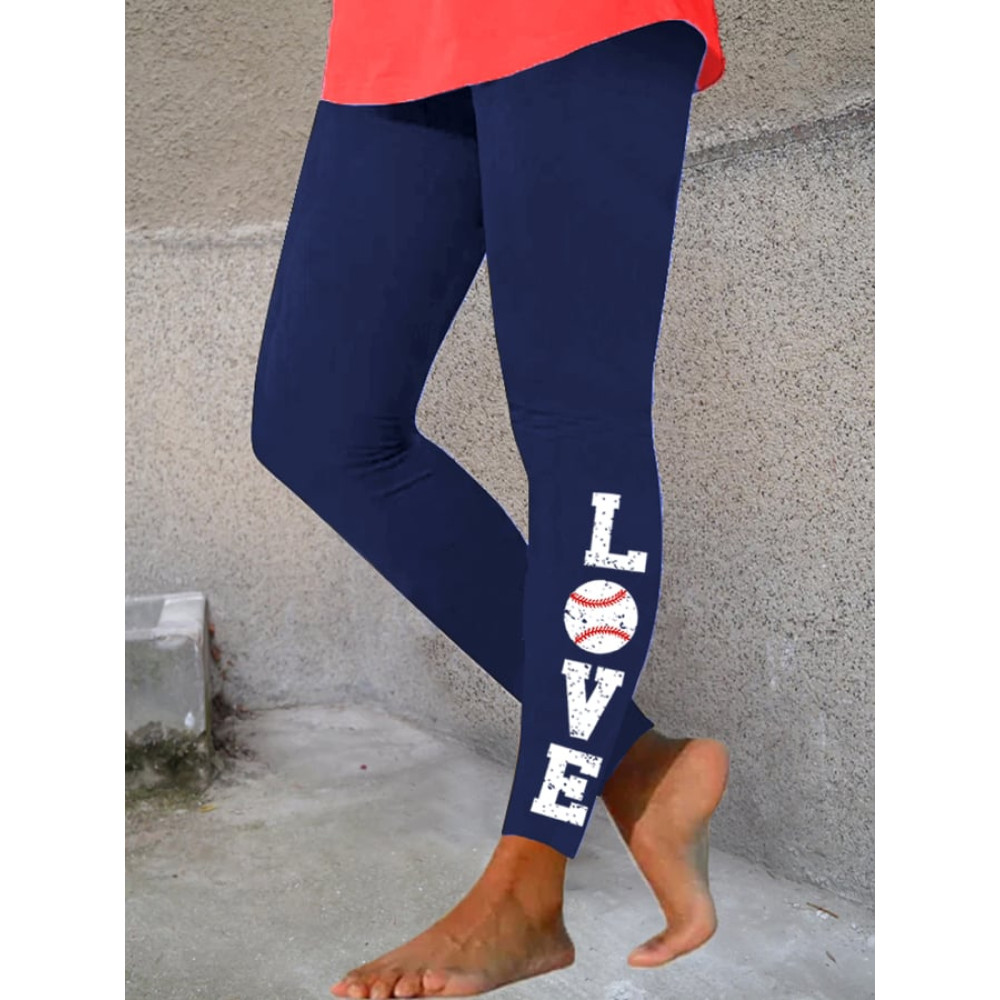 Women's Baseball Print Stretch Leggings