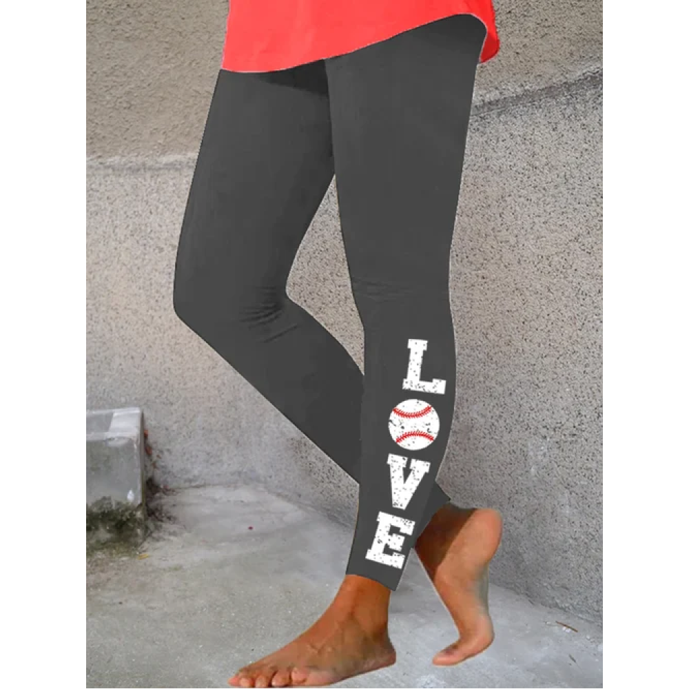Women's Baseball Print Stretch Leggings