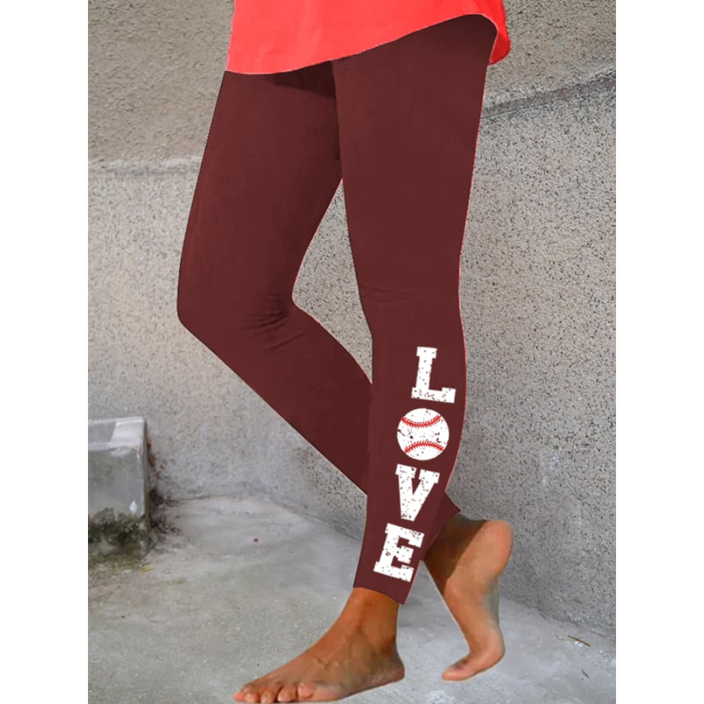Women's Baseball Print Stretch Leggings