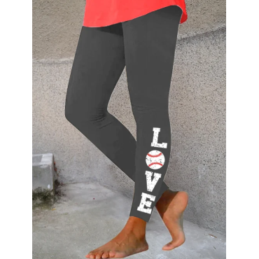 Women's Baseball Print Stretch Leggings