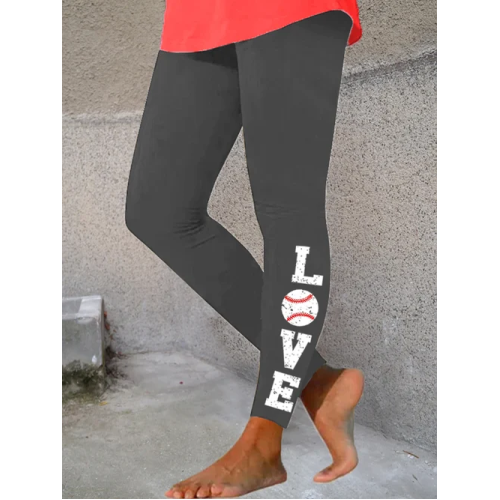 Women's Baseball Print Stretch Leggings