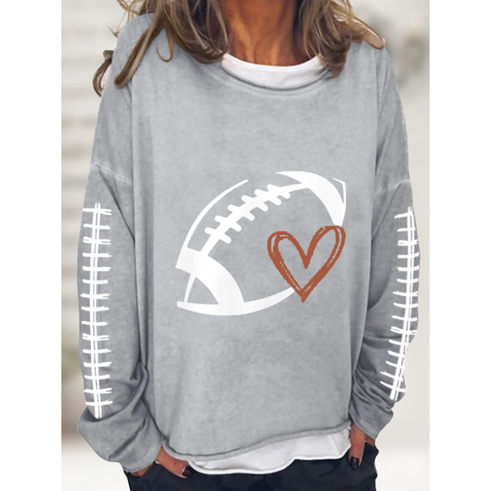 Women's Football Love Casual Long-Sleeve T-Shirt