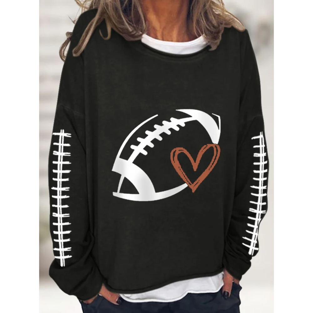 Women's Football Love Casual Long-Sleeve T-Shirt