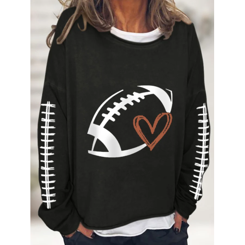 Women's Football Love Casual Long-Sleeve T-Shirt