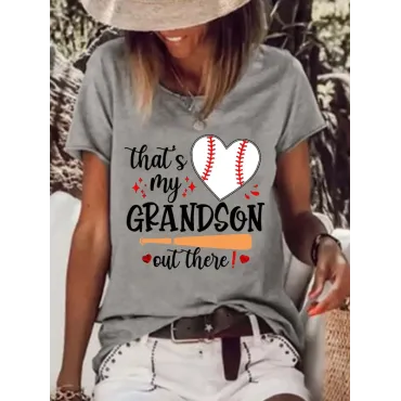 Women's That's My Grandson Out There Baseball Heart Tee