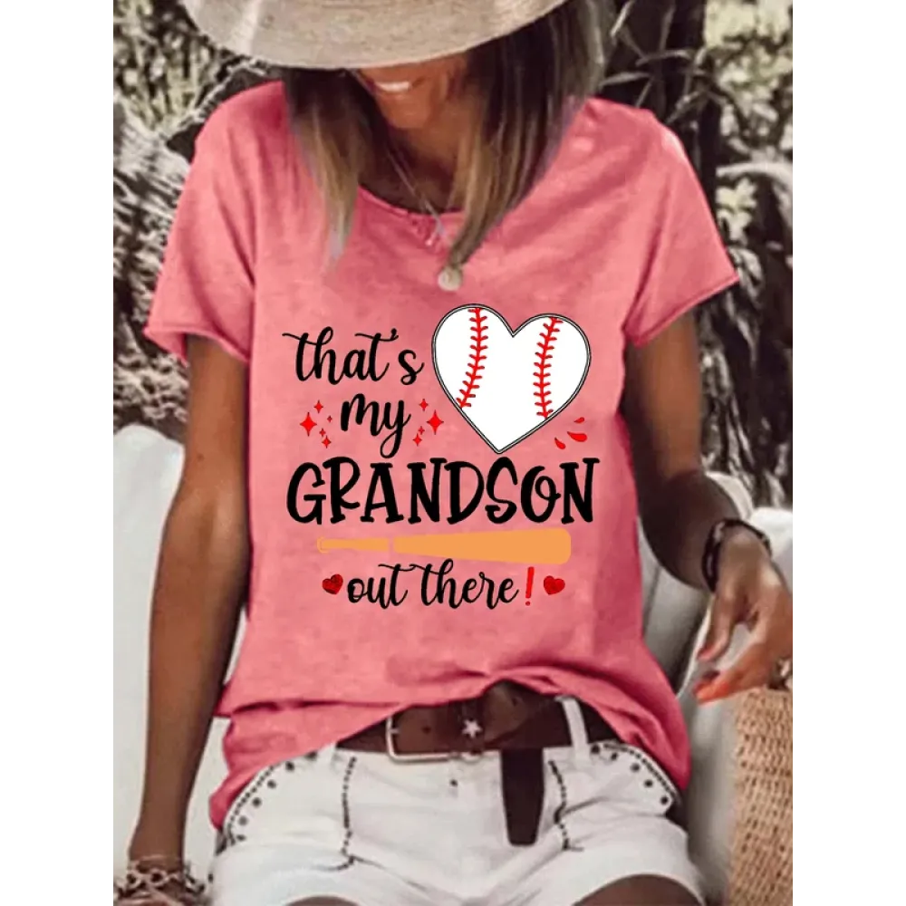 Women's That's My Grandson Out There Baseball Heart Tee
