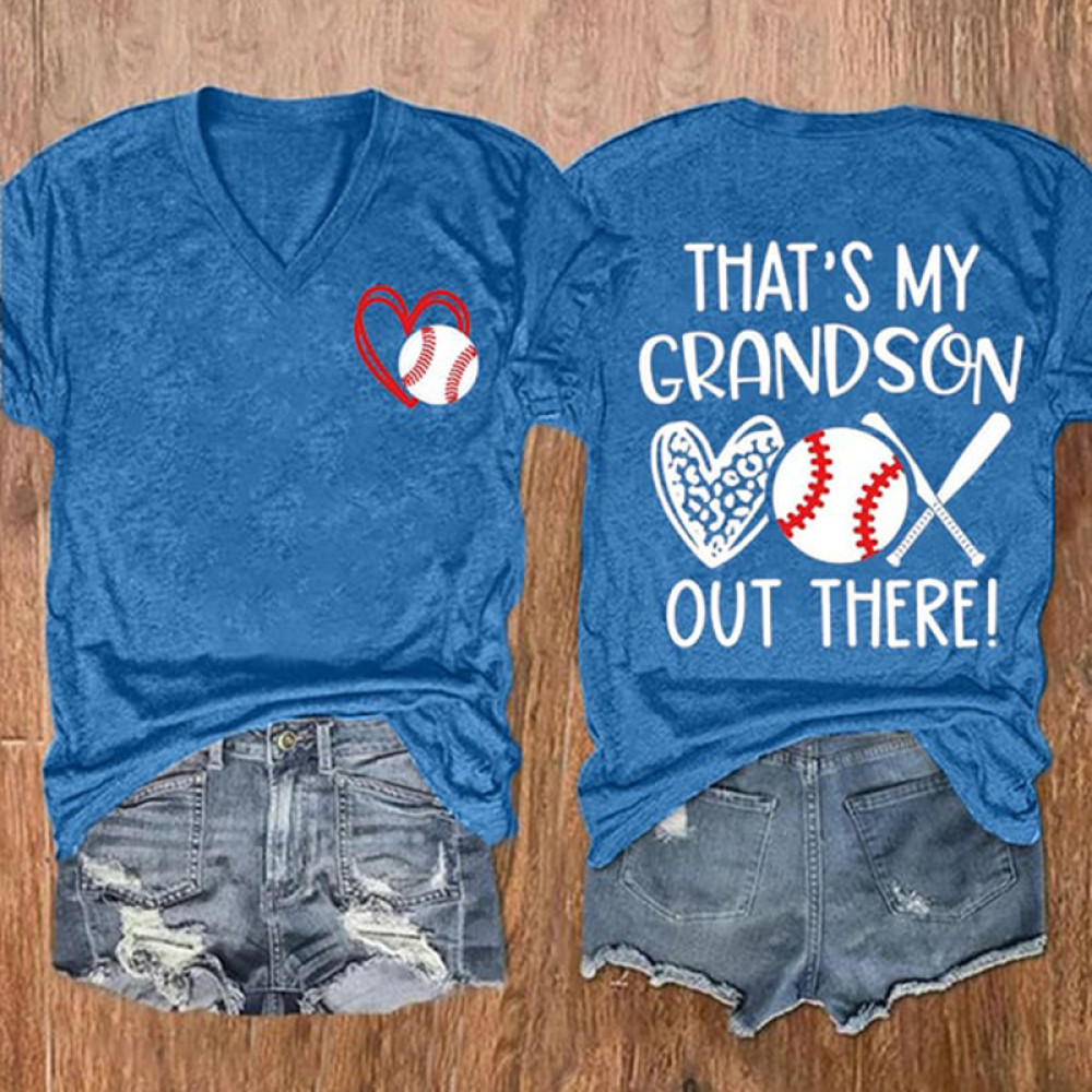 Women's That's My Grandson Out There Print Casual T-Shirt
