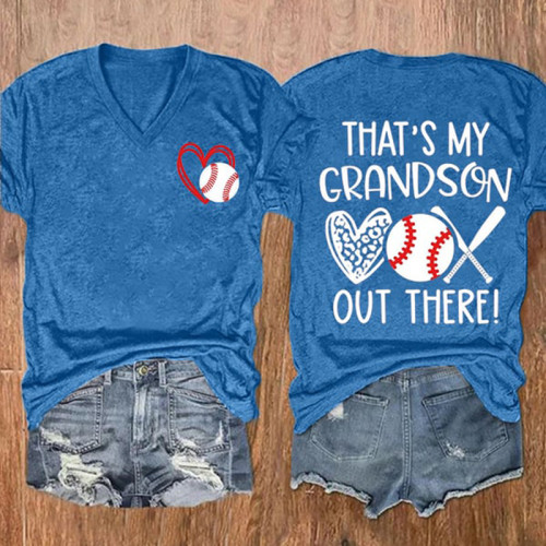 Women's That's My Grandson Out There Print Casual T-Shirt