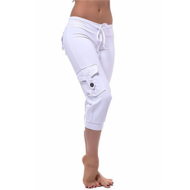 Low Rise Flap Pocket Cargo Yoga Capri Pants