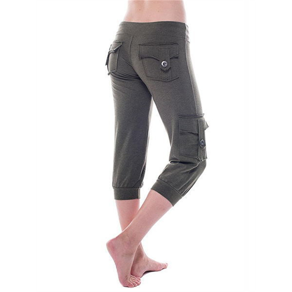 Low Rise Flap Pocket Cargo Yoga Capri Pants