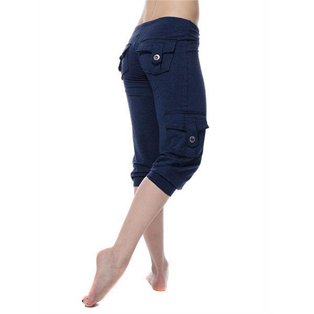 Low Rise Flap Pocket Cargo Yoga Capri Pants