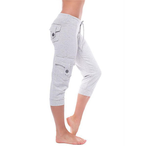 Low Rise Flap Pocket Cargo Yoga Capri Pants