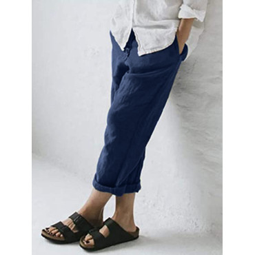 Button Up Comfy Cropped Casual Pants