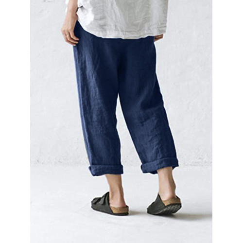 Button Up Comfy Cropped Casual Pants