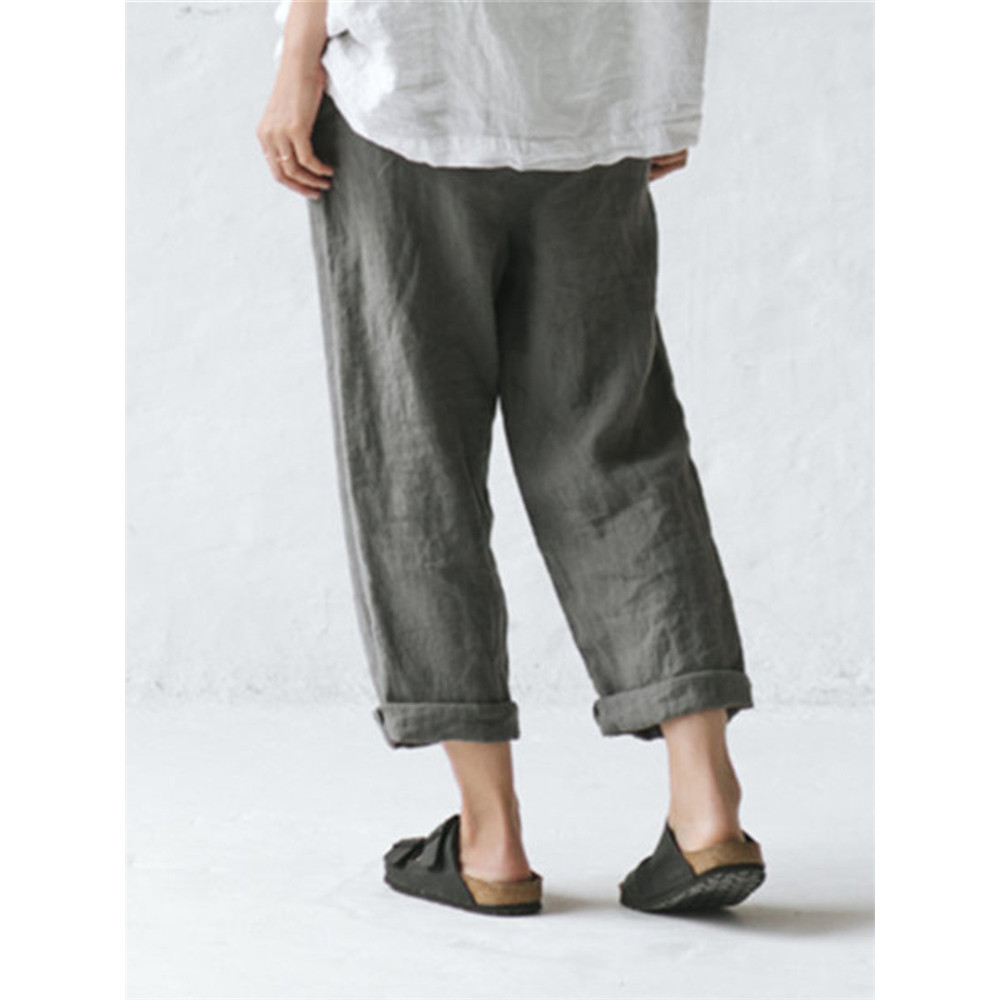 Button Up Comfy Cropped Casual Pants