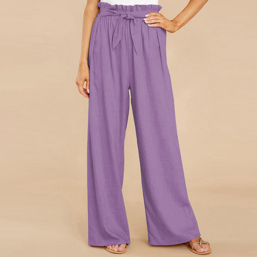 Casual Loose Tie Elastic Waist Pants