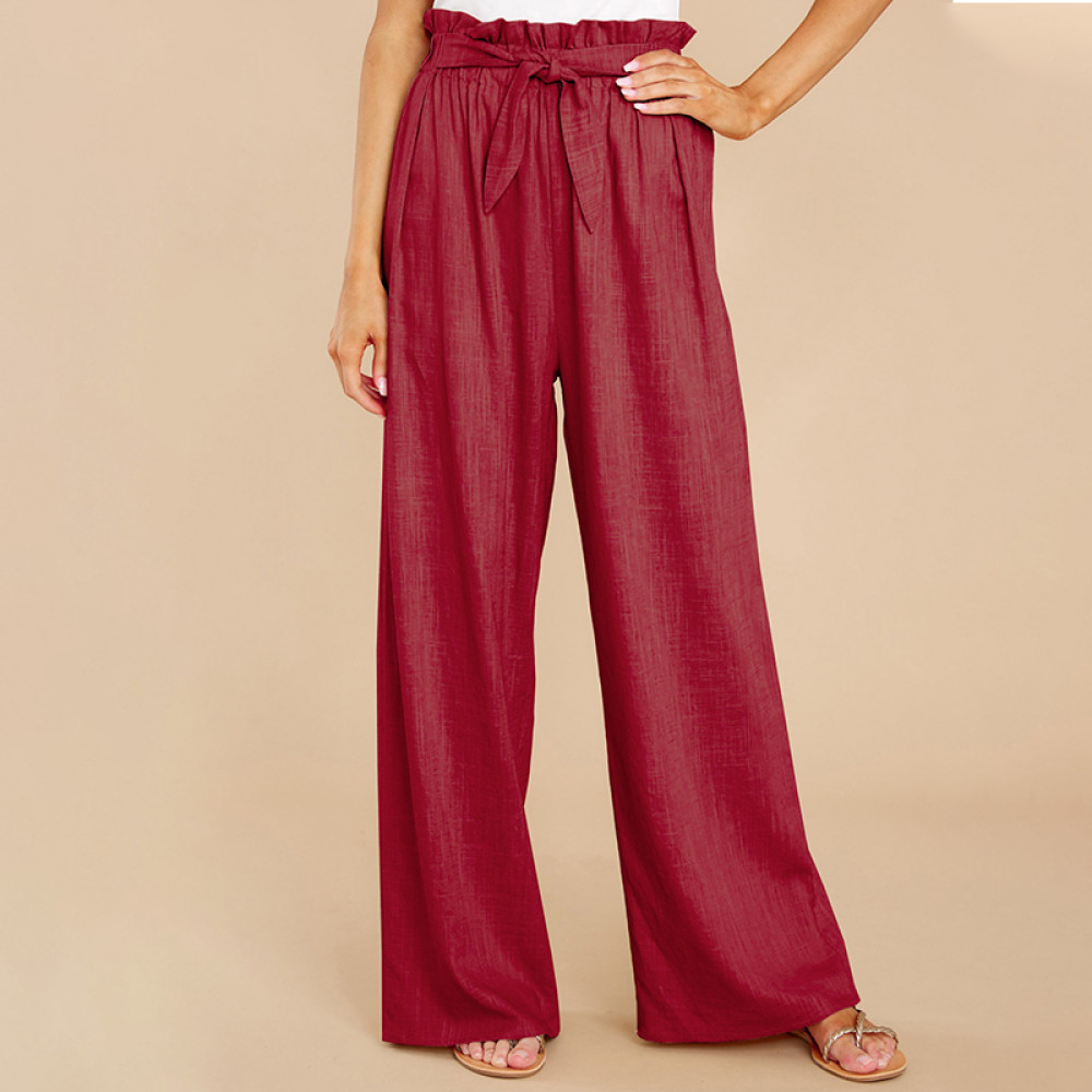 Casual Loose Tie Elastic Waist Pants
