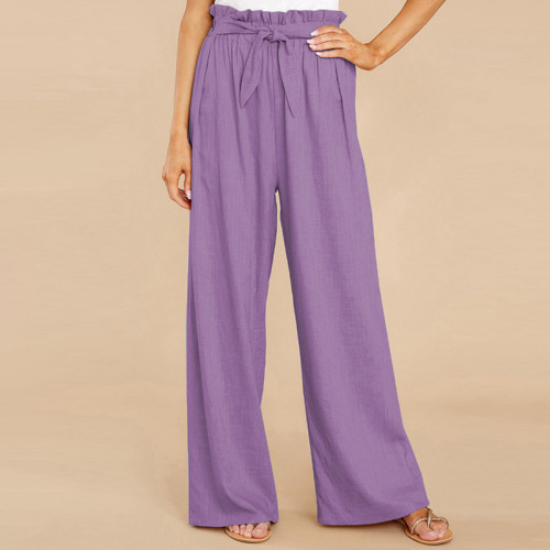 Casual Loose Tie Elastic Waist Pants