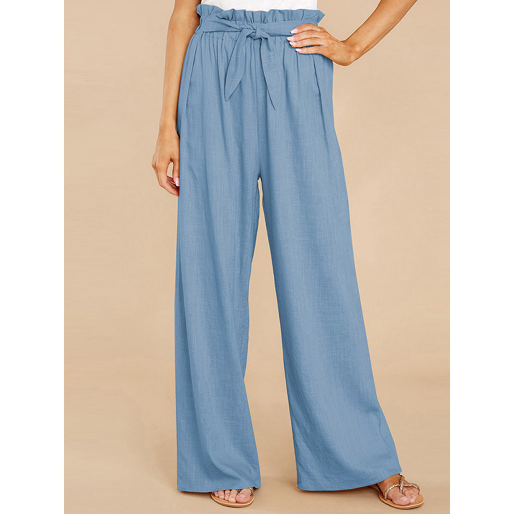 Casual Loose Tie Elastic Waist Pants