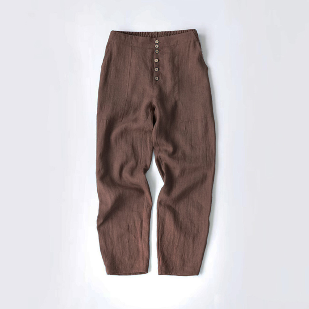 Casual Solid Color Button Loose Pants