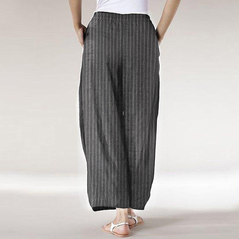 Casual Striped Print Wide-Leg Temperament Commuter Pants
