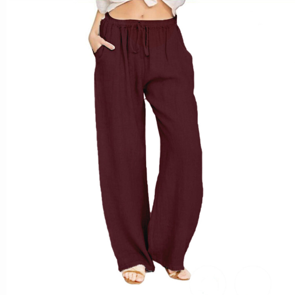Casual loose-fitting lace-up long pants
