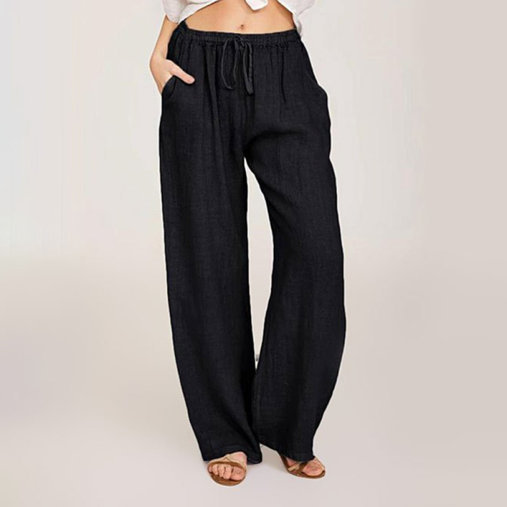 Casual loose-fitting lace-up long pants