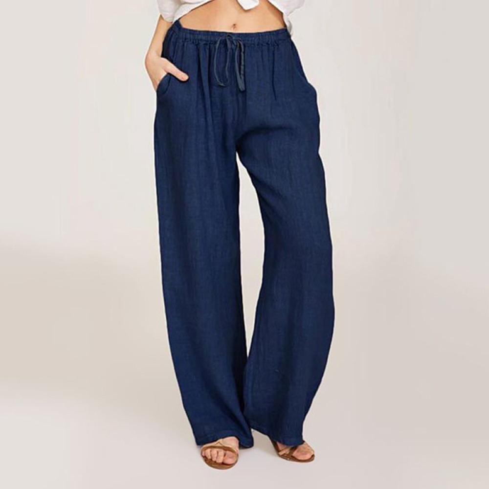Casual loose-fitting lace-up long pants