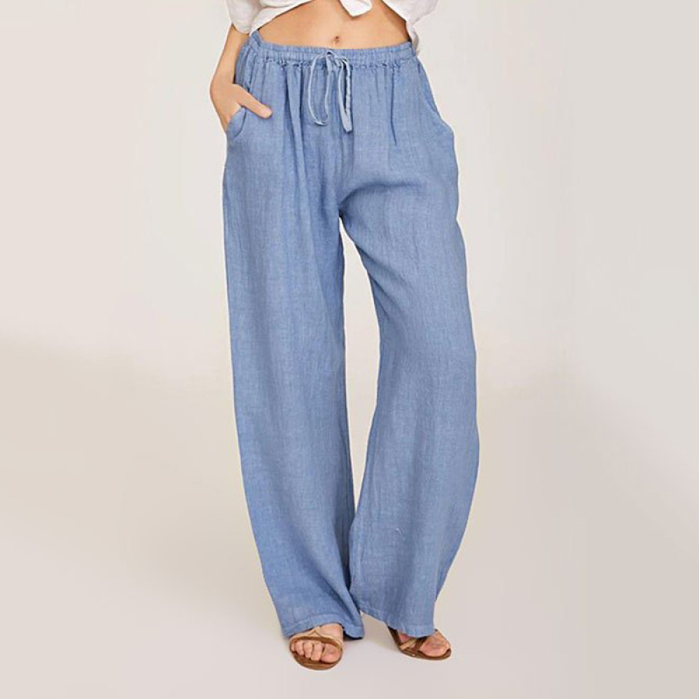 Casual loose-fitting lace-up long pants