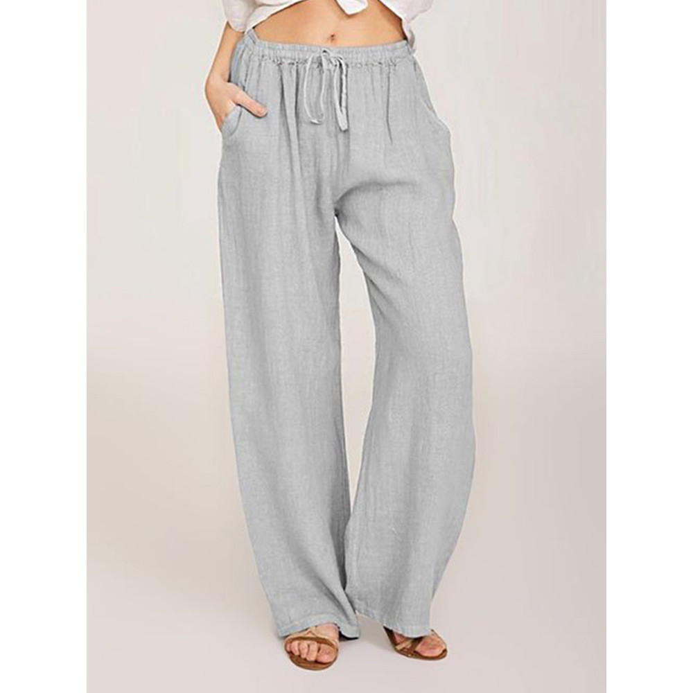 Casual loose-fitting lace-up long pants
