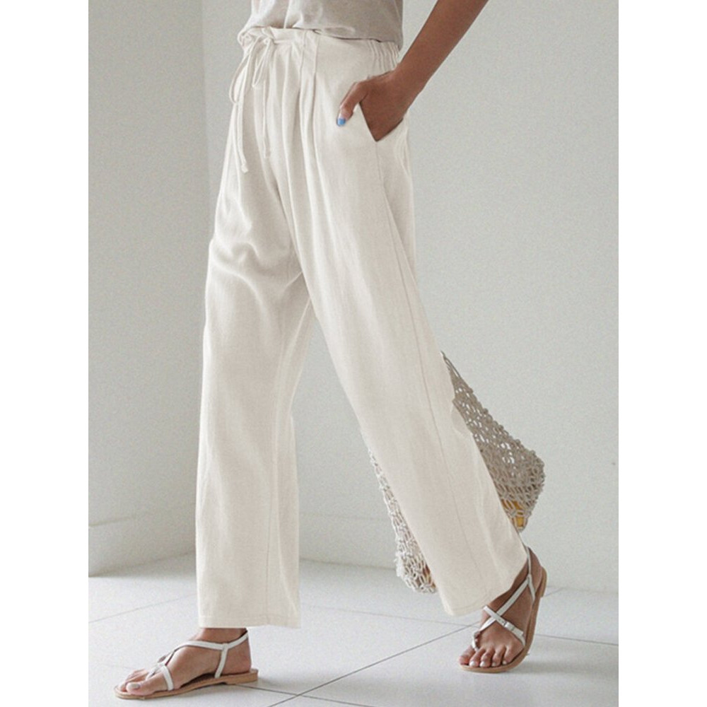Pleated Drawstring Loose Fit Cropped Pants