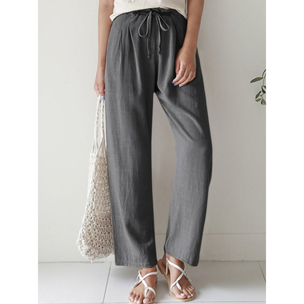 Pleated Drawstring Loose Fit Cropped Pants