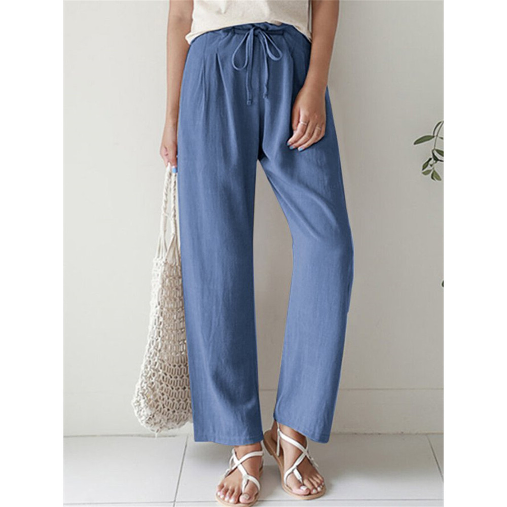 Pleated Drawstring Loose Fit Cropped Pants