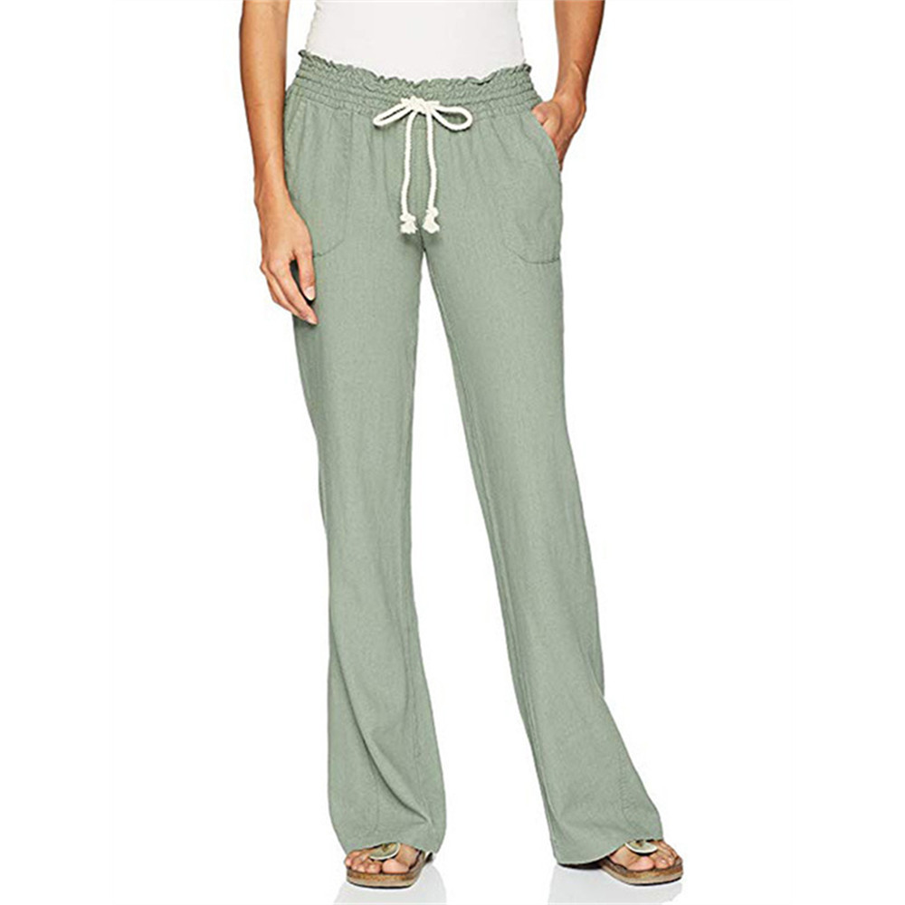 Ruffle Drawstring Bootcut Casual Pants