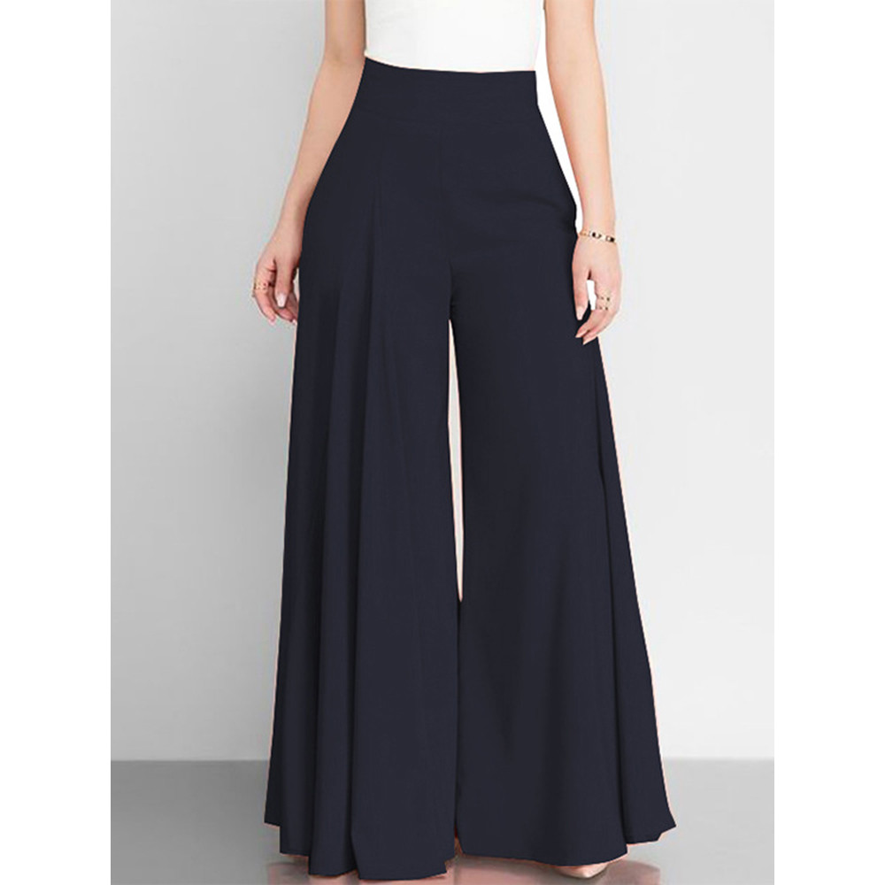 Solid Color High Waist Thin Wide Leg Casual Pants