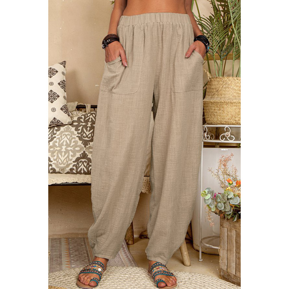Solid Color Loose Cotton Linen Harem Lounge Pants