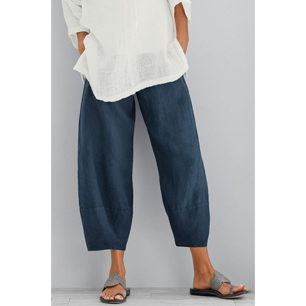 Solid Color Pocket Casual Loose Pants