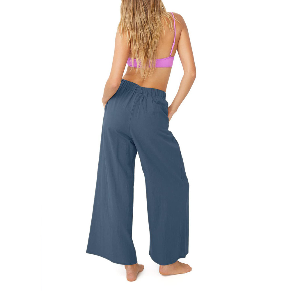 Solid Color Pocket Wide Leg Casual Pants