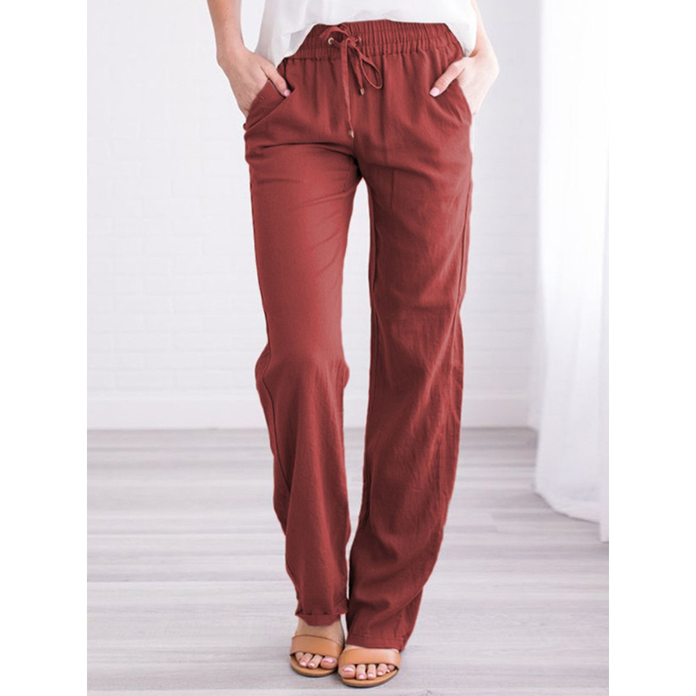 Solid Color Strap Loose Fashion Pants