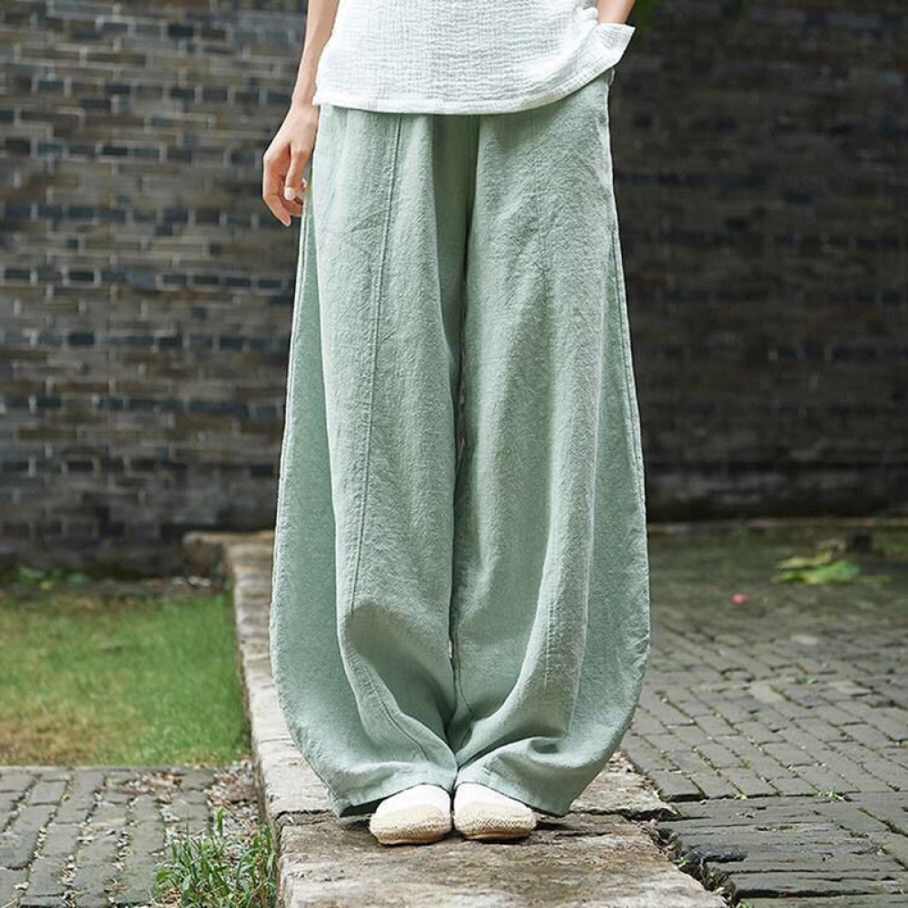 Vintage Plain Pocket Casual Lantern Pant