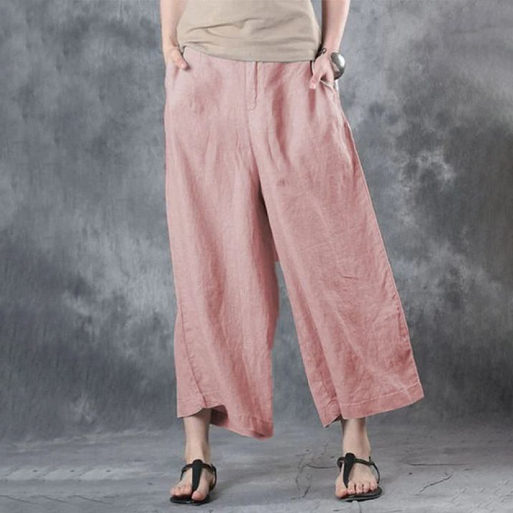 Vintage Plain Pocket Texture Loose Pant