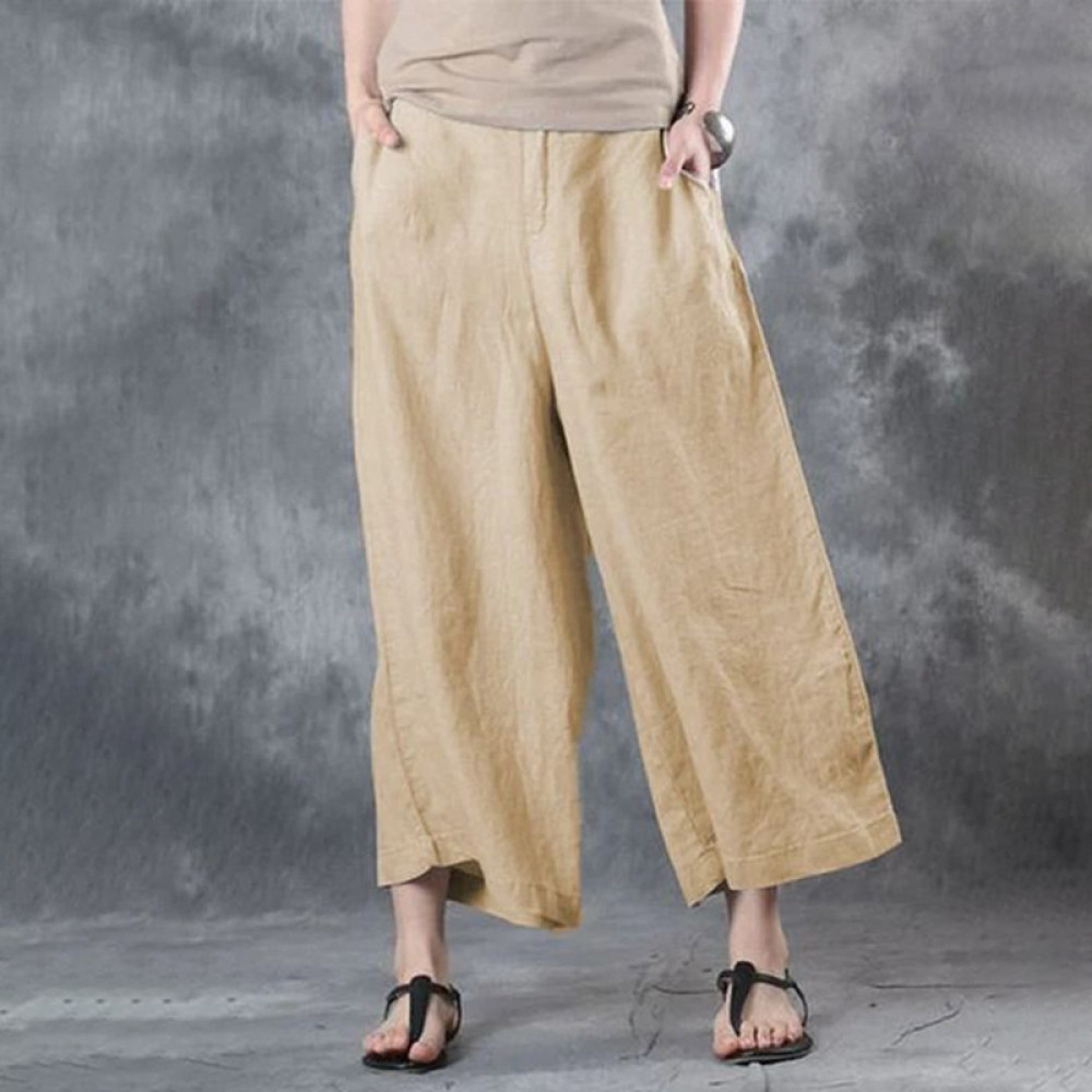 Vintage Plain Pocket Texture Loose Pant