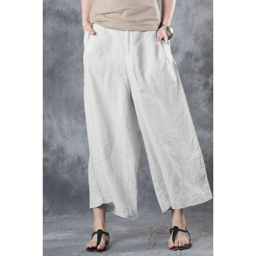 Vintage Plain Pocket Texture Loose Pant