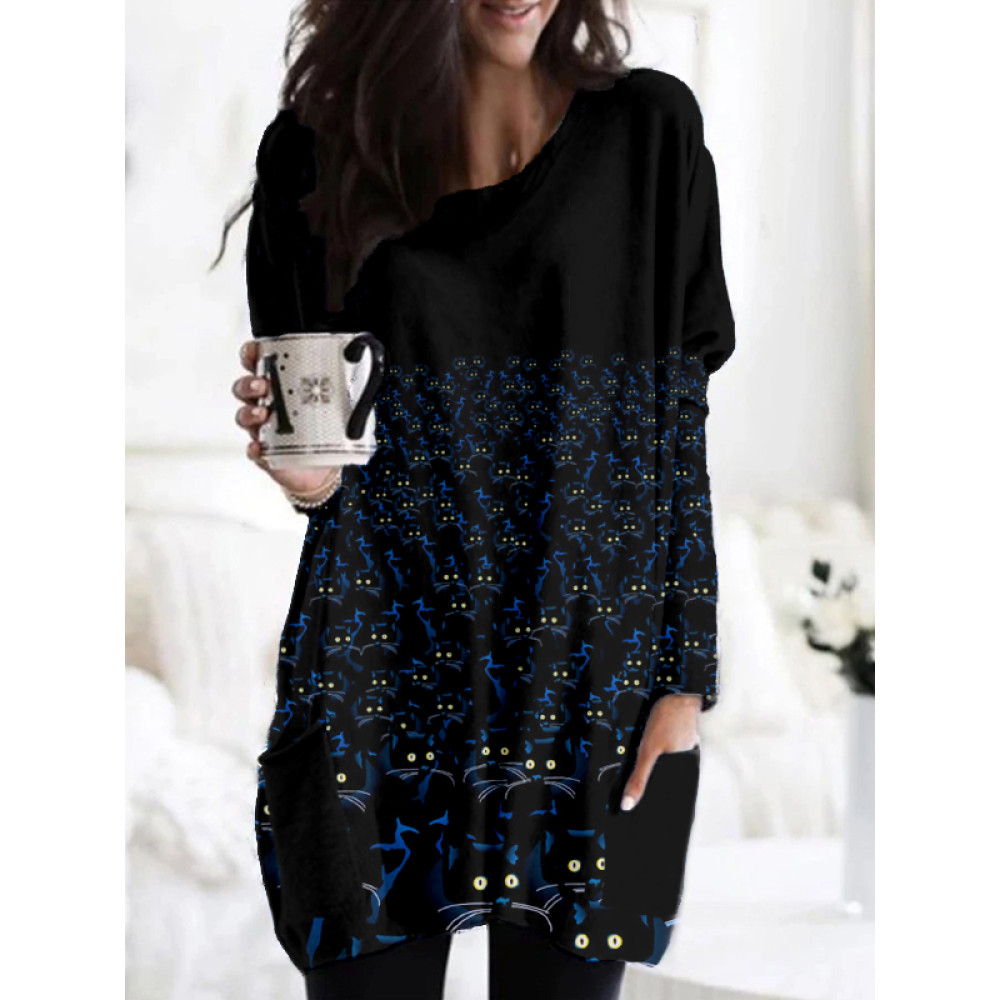 A Crowd of Cats Watching You Funny Printed Tunic